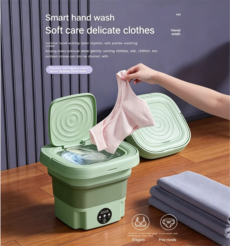 7L Small Foldable Washing Machine with Spin Dryer for Socks 17