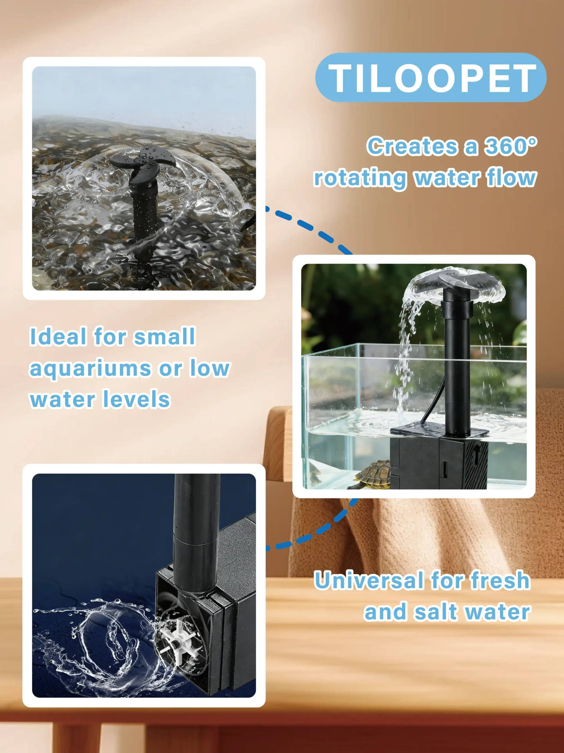 Small Aquarium Pump Rotary Spray 5V-USB Water Sprayer Wave 8