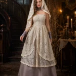Womens Corpse Bride Cosplay Costume Beige Lace Layered Maxi 4 | PricZone Womens Corpse Bride Cosplay Costume Beige Lace Layered Maxi 4 | PricZone