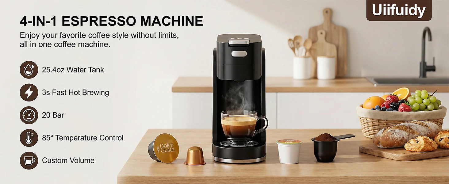 All-In-1 Single Serve Coffee Machine Hot and Iced Maker 9