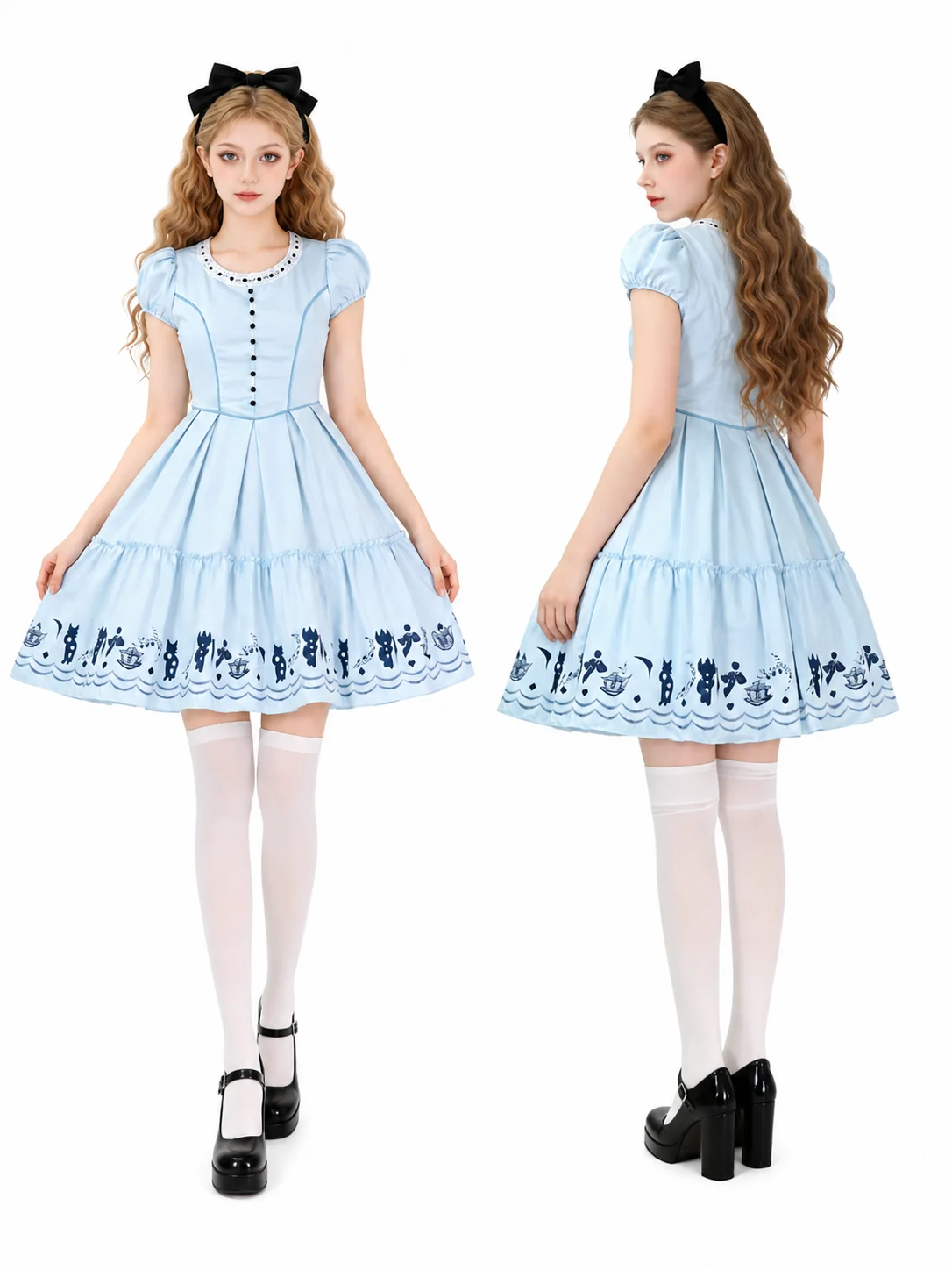 Women Alice Cosplay Lolita Dress Puff Short Sleeve Round 3 | PricZone Women Alice Cosplay Lolita Dress Puff Short Sleeve Round 3 | PricZone