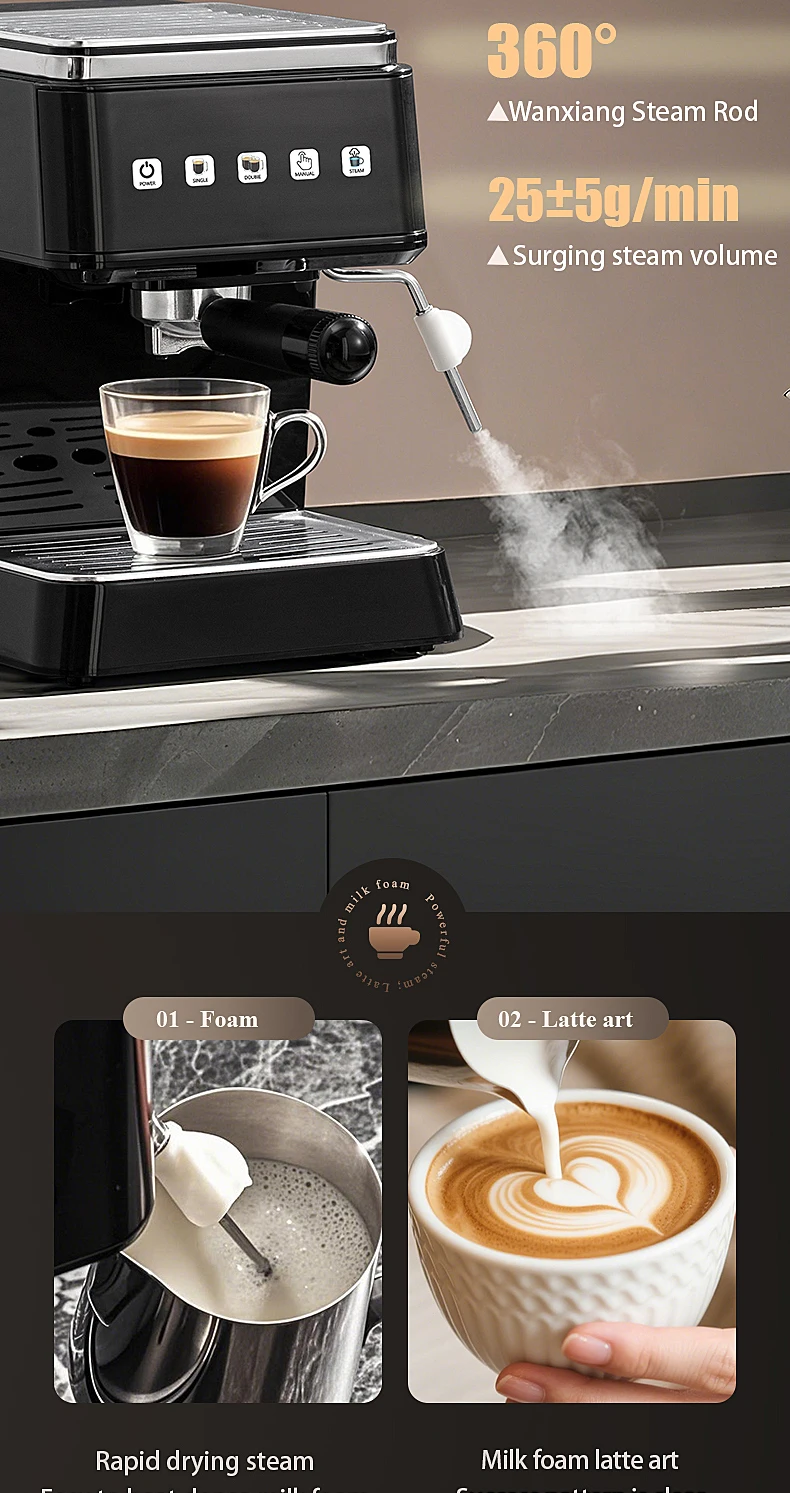 20 Bar Pressure Espresso Coffee Machine 20S Fast Heat Auto 18