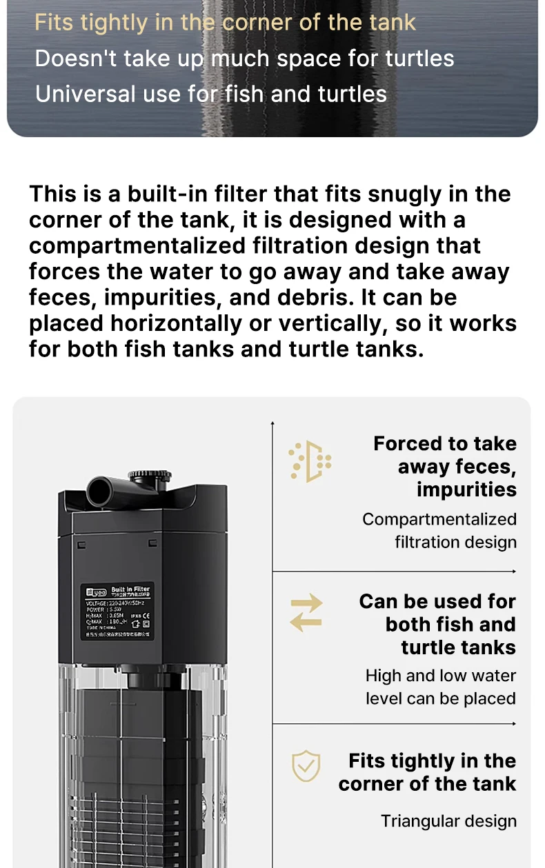 Aquarium Fish Tank Filter 4-in-1 Water Purification 12