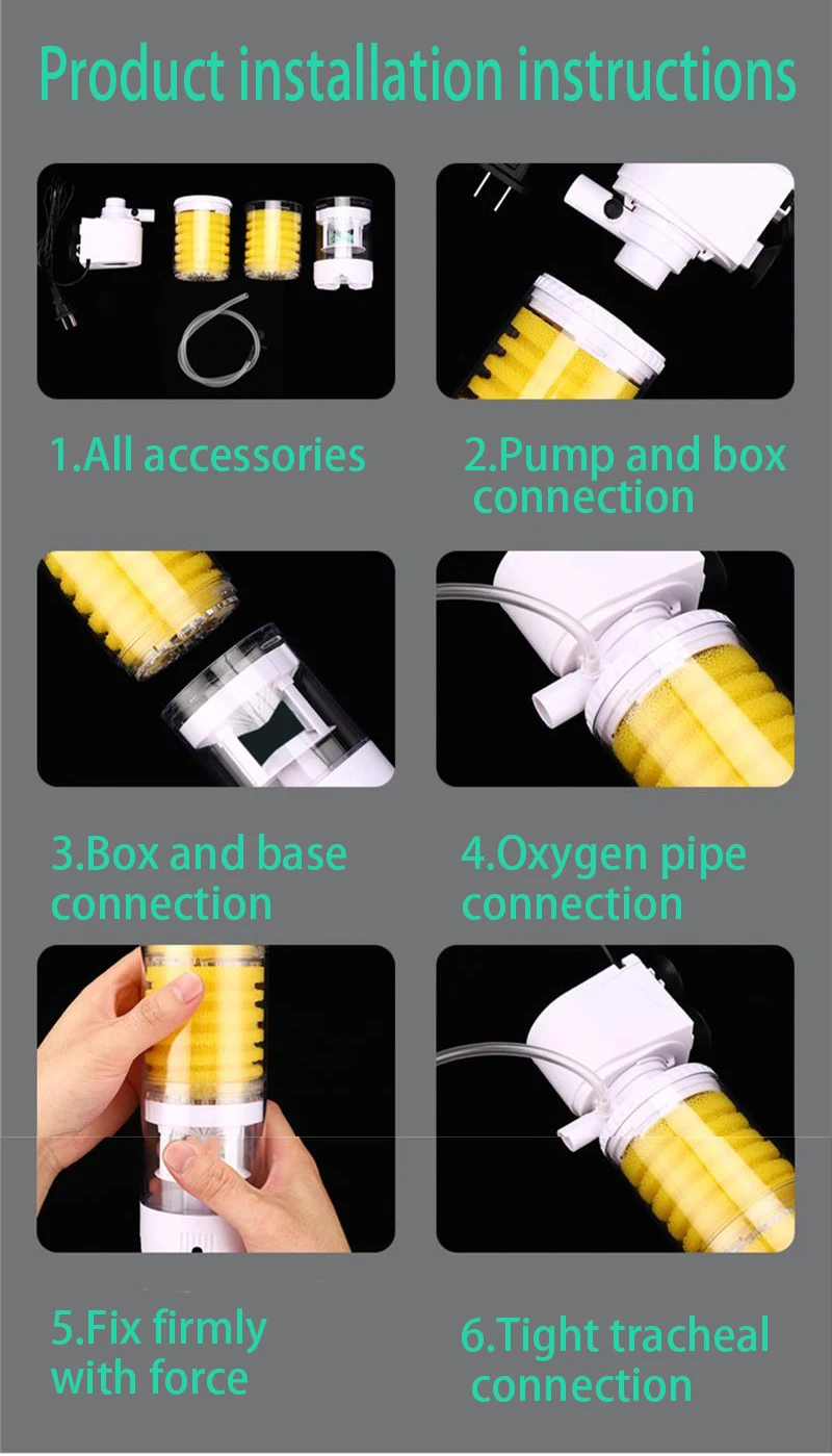 220V 3 In 1 Aquarium Multifunction Filter Pump Oxygen Fish 26