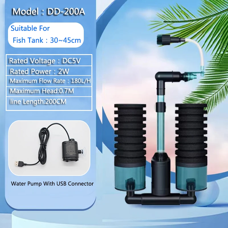 USB Aquarium Filter with Water Pump Electric for Fish Tank 8