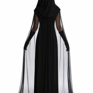 Hooded Sheer Mesh Cape Witch Costume for Women Sleeveless 2