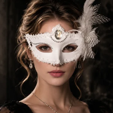 Elegant Feather Lace Rhinestone Venetian HalfFace Mask Set 1 | PricZone
