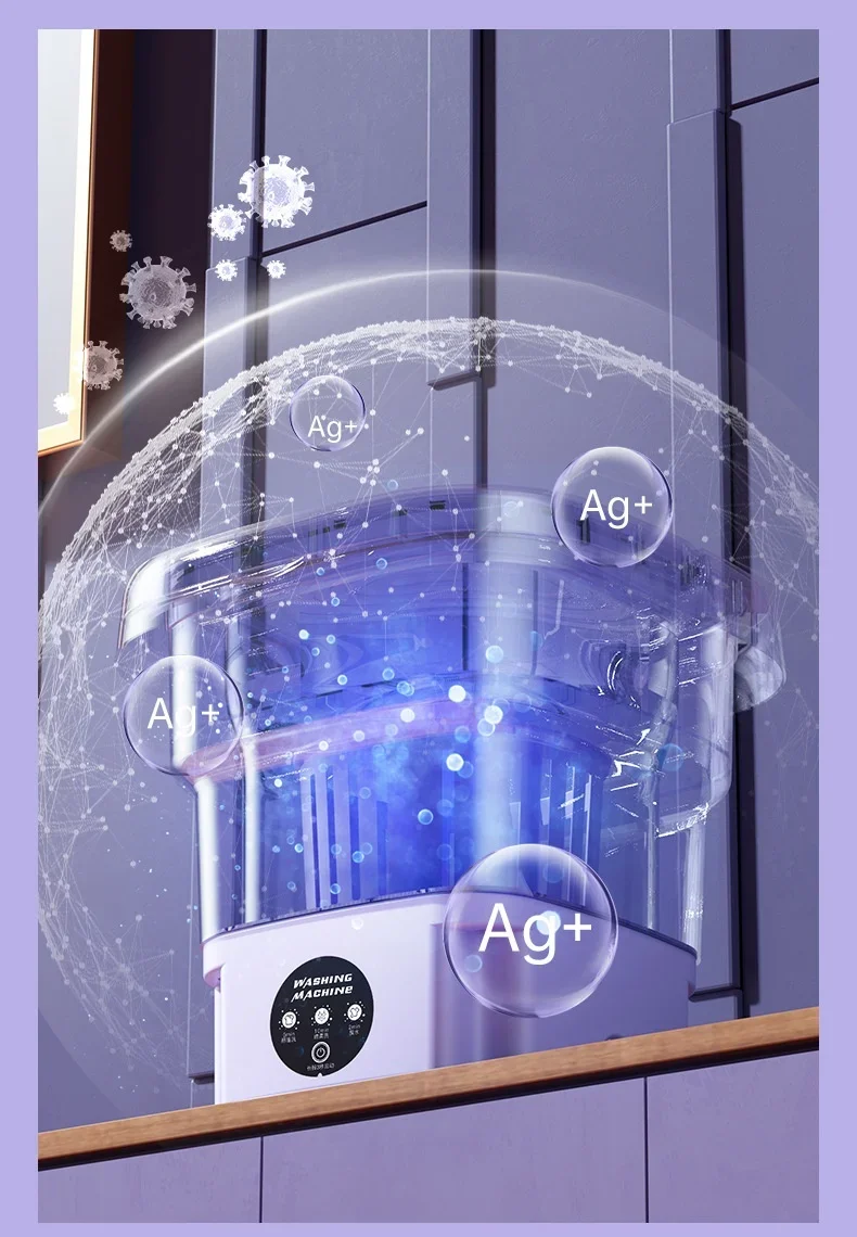 7L Small Foldable Washing Machine with Spin Dryer for Socks 14