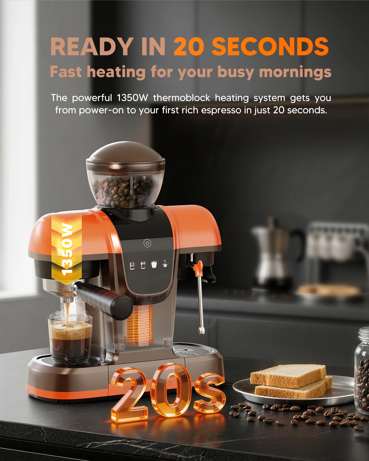 I Cafilas Semi-Automatic Espresso Machine with Grinder 9