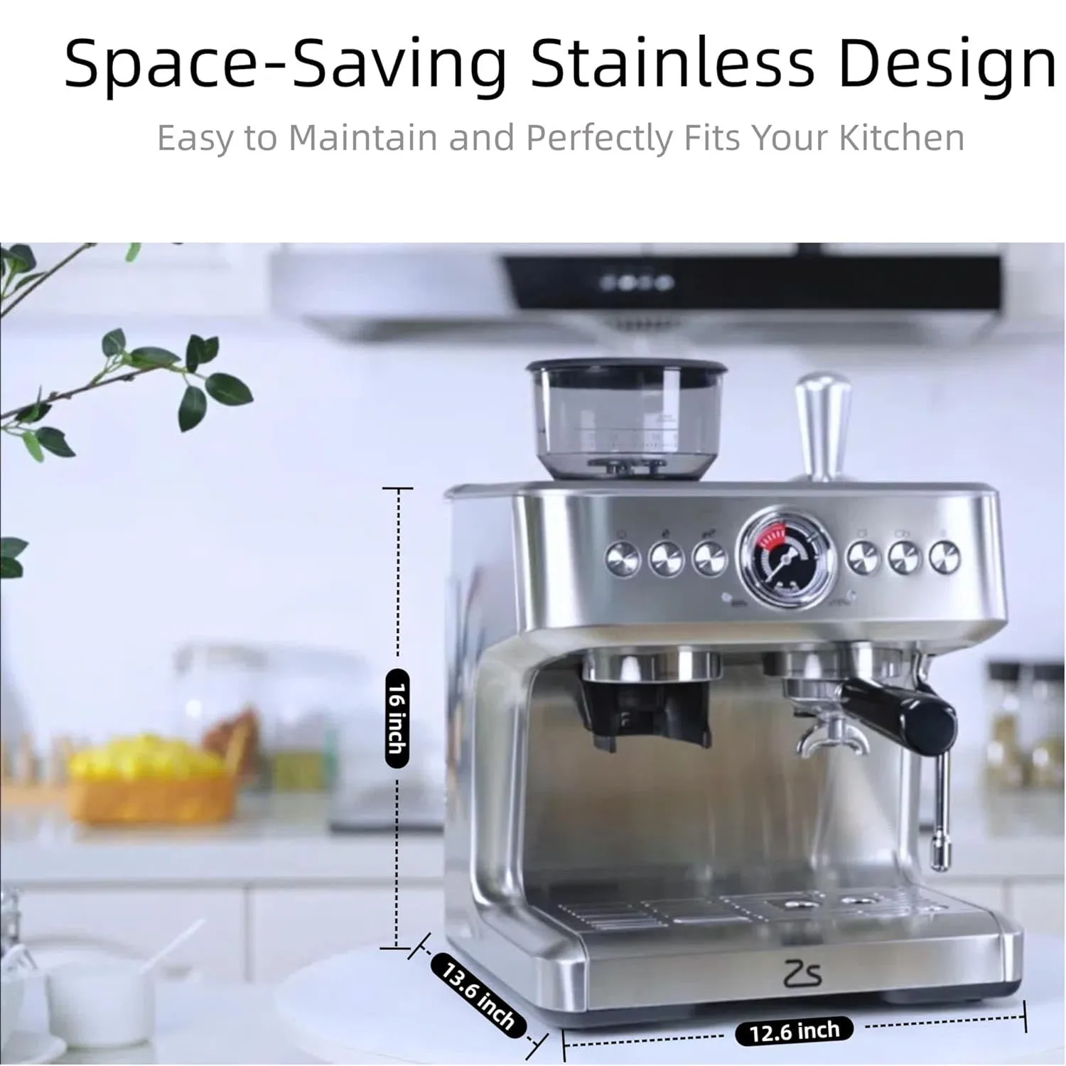 Espresso Coffee Machine Built-In Grinder 15 Precise Grind 7