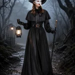 Women Plague Doctor Costume Set Medieval Gothic Long Dress 5 | PricZone