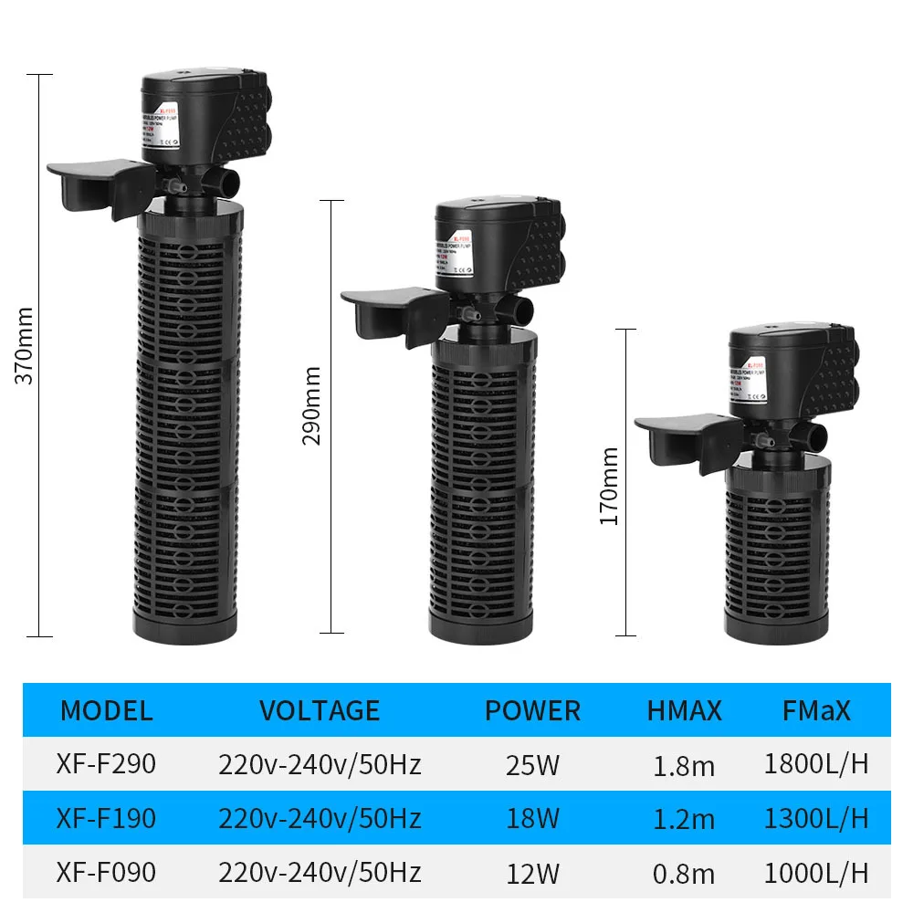 3 In 1 Silent Aquarium Filter Submersible Oxygen Internal 19
