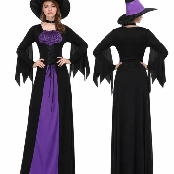 Women Classic Witch Costume Set Long Sleeve FloorLength 1 | PricZone