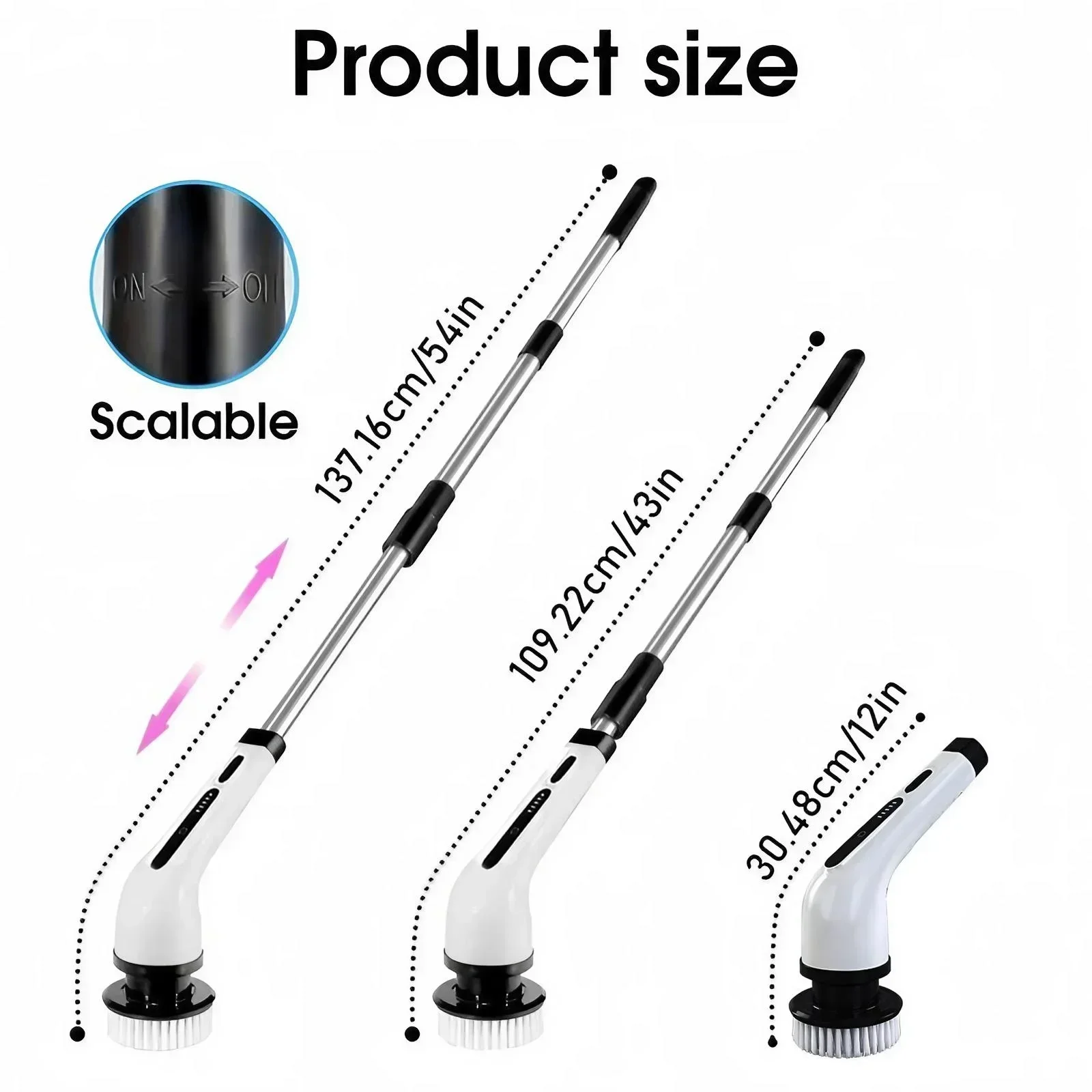 Electric Spin Scrubber Rechargeable Cordless with 3/9 Brushes 14