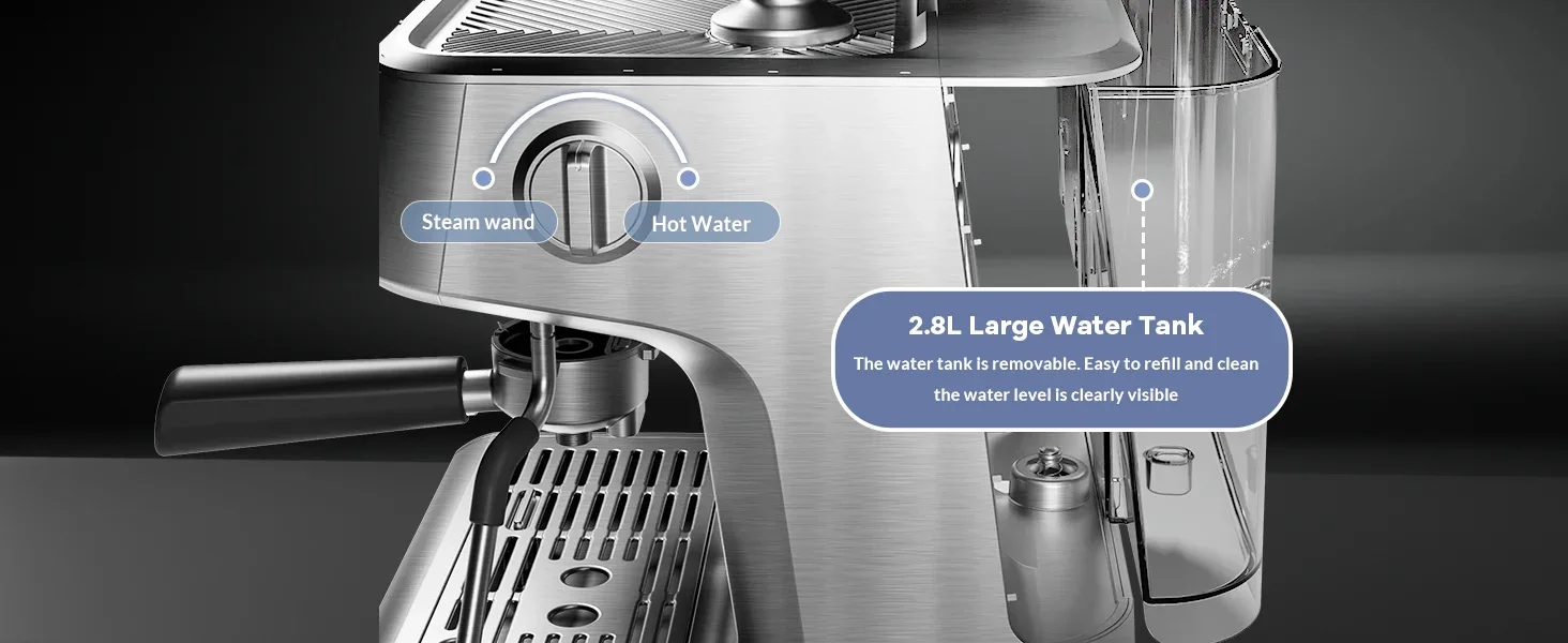 20 Bar Espresso Machine with Grinder Milk Frother Coffee 15