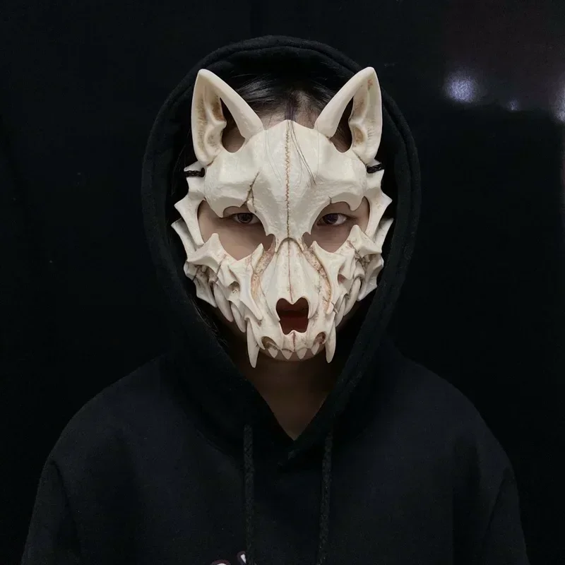 Half-Face Skull Mask Demon Skeleton Wolf Dragon Tiger 38