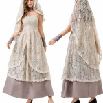Womens Corpse Bride Cosplay Costume Beige Lace Layered Maxi 3 | PricZone Womens Corpse Bride Cosplay Costume Beige Lace Layered Maxi 3 | PricZone