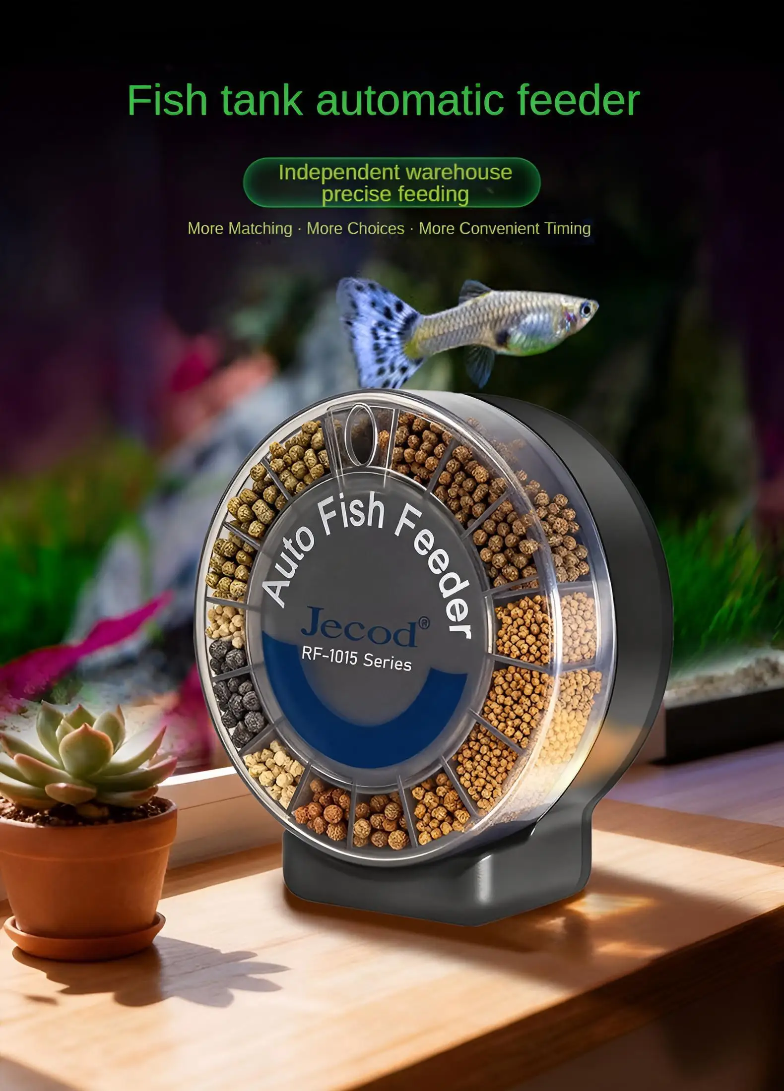 Automatic Fish Feeder｜Dual Moisture-Proof Bins｜100Ml 7