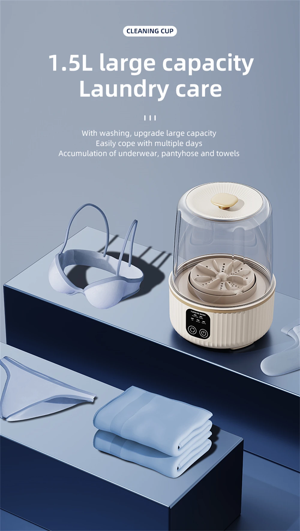 Rechargeable Cordless Laundry Washer 1.5L Waterproof 17