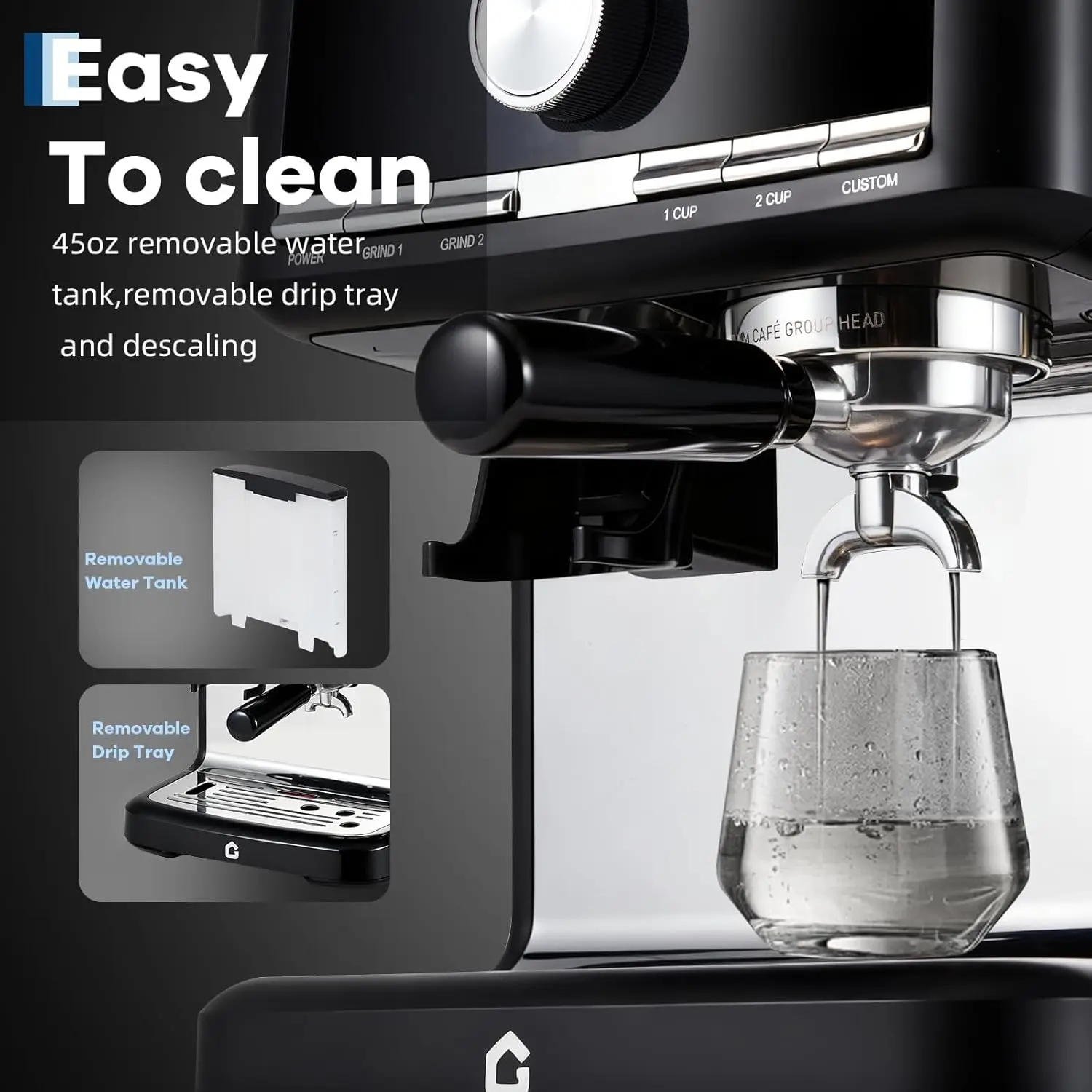Stainless Steel Espresso Machine with Grinder 20 Bar Metal 7 | PricZone Stainless Steel Espresso Machine with Grinder 20 Bar Metal 7 | PricZone