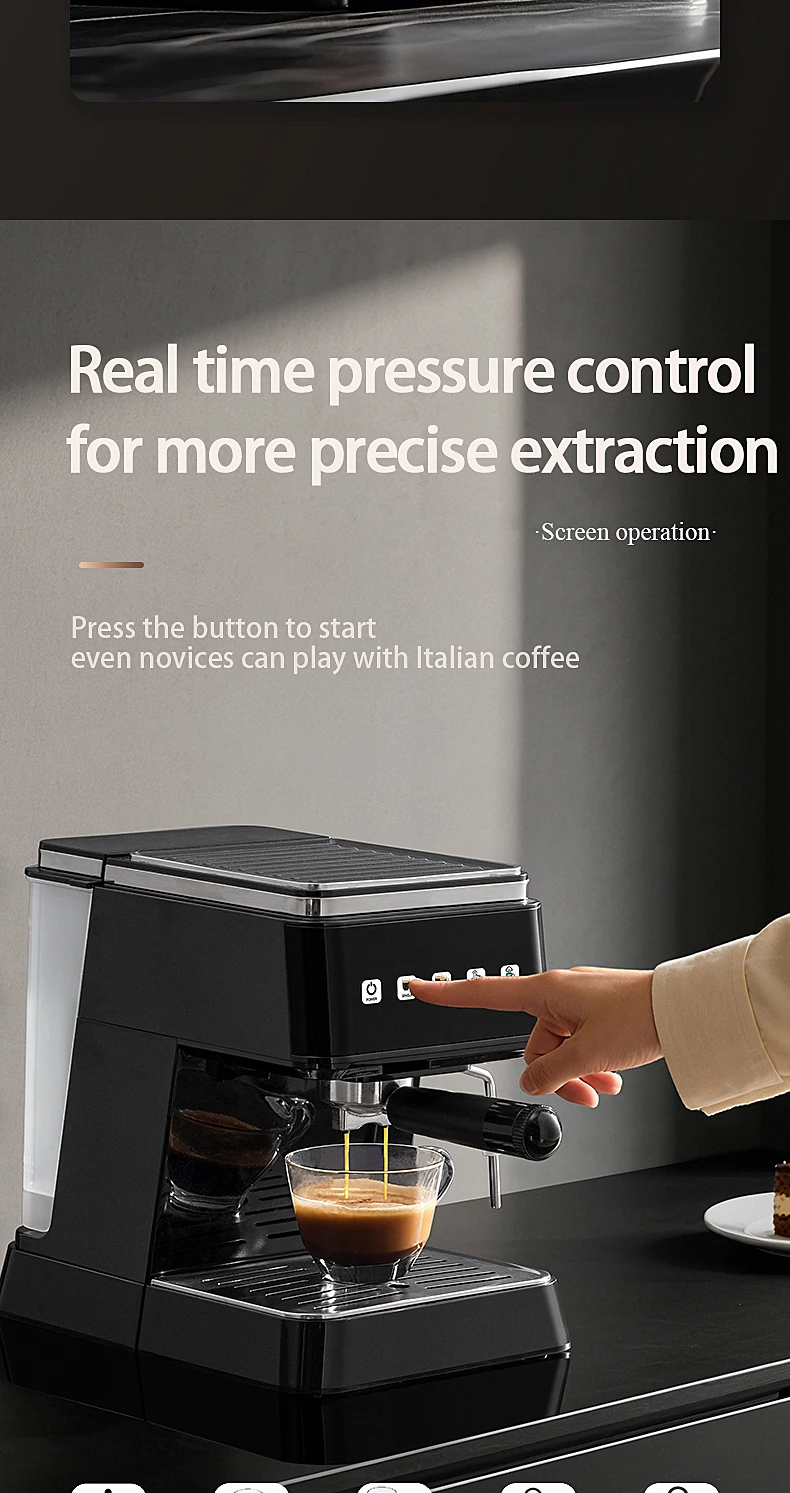 20 Bar Pressure Espresso Coffee Machine 20S Fast Heat Auto 14