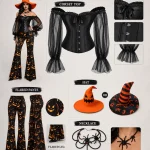 Womens Halloween Witch Cosplay Outfit Off Shoulder Sheer 6 | PricZone