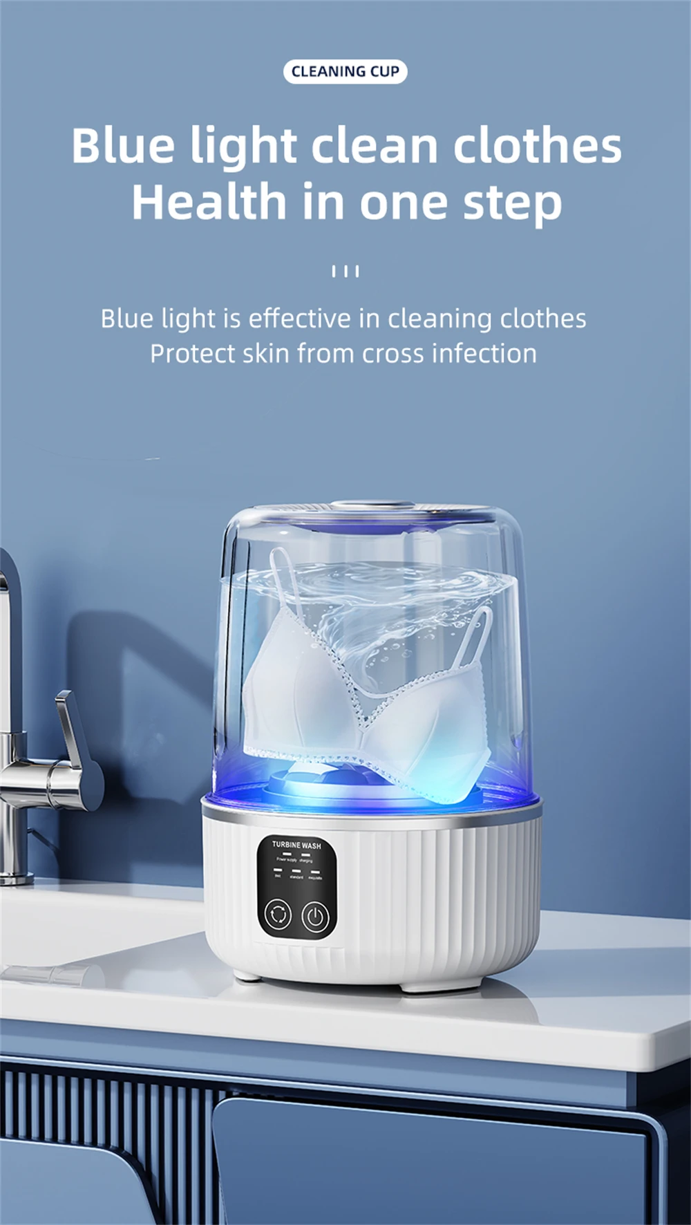 Rechargeable Cordless Laundry Washer 1.5L Waterproof 11