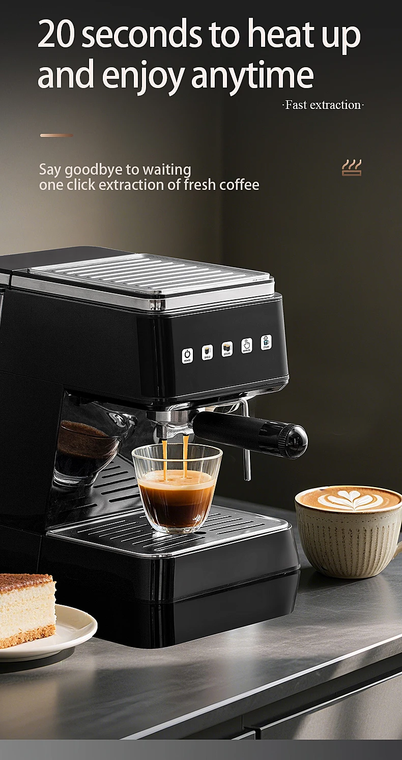 20 Bar Pressure Espresso Coffee Machine 20S Fast Heat Auto 11
