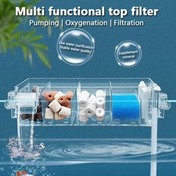 1PC Fish Tank Waterfall Filter Box Wall-Mounted Built-In 1