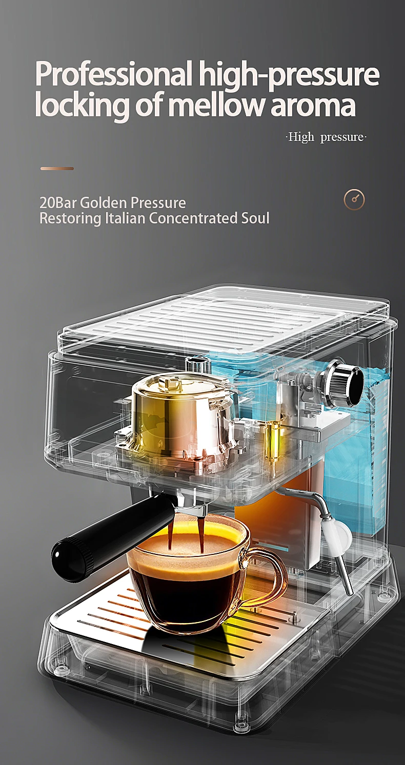 20 Bar Pressure Espresso Coffee Machine 20S Fast Heat Auto 12