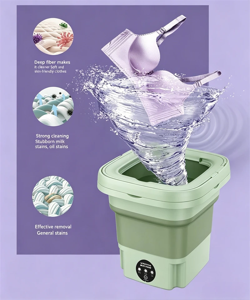 7L Small Foldable Washing Machine with Spin Dryer for Socks 19