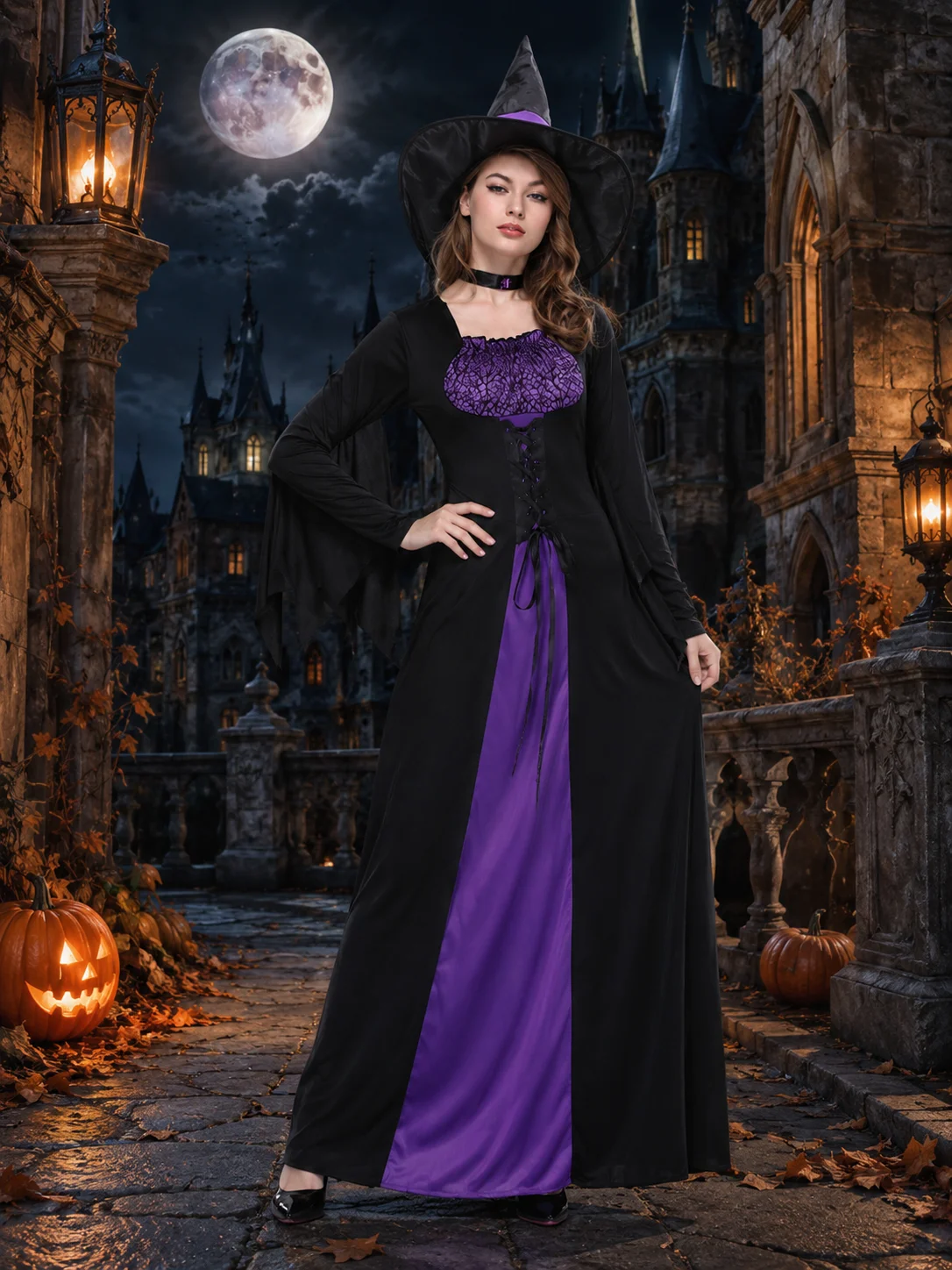 Women Classic Witch Costume Set Long Sleeve FloorLength 4 | PricZone Women Classic Witch Costume Set Long Sleeve FloorLength 4 | PricZone