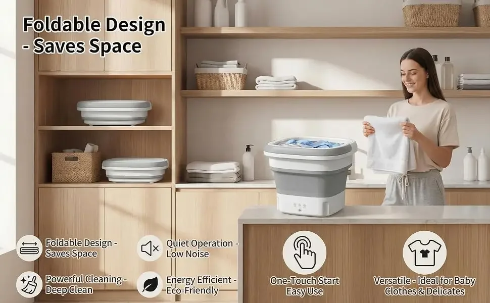 13L Washer with 3 Cleaning Modes Foldable Washing Machine 10