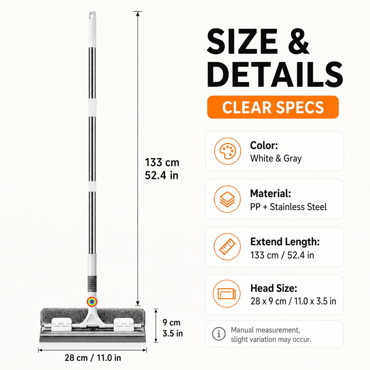 Joybos 2-In-1 Window Squeegee with 53inch Extendable Pole 18