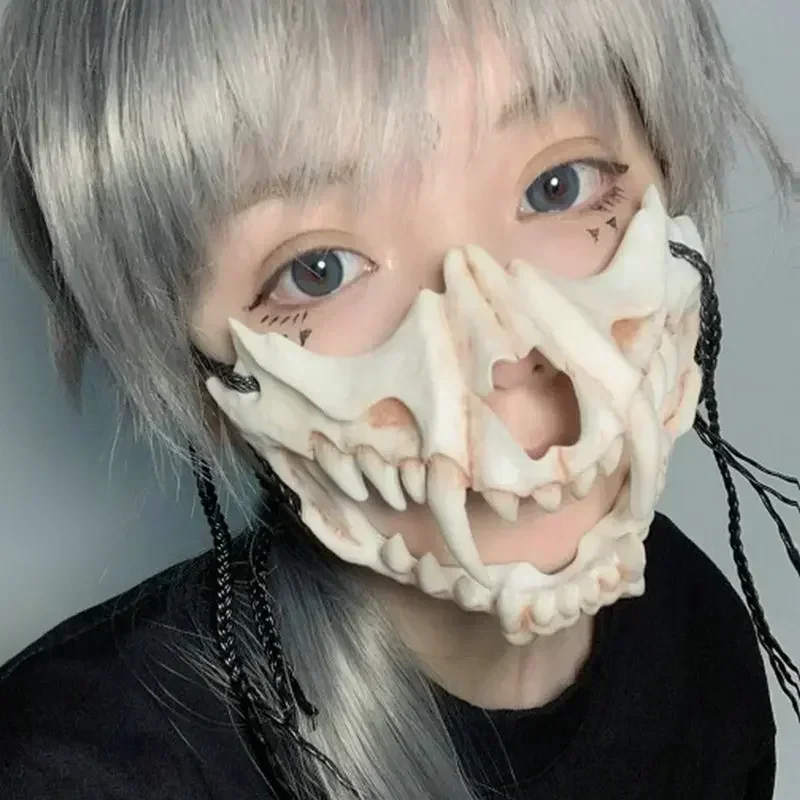 Half-Face Skull Mask Demon Skeleton Wolf Dragon Tiger 32